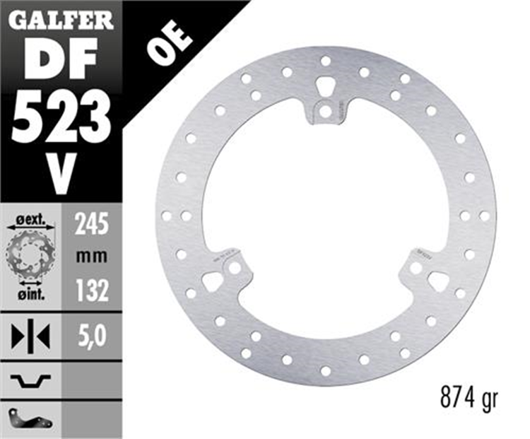 DISCO FRENO MOTO GALFER X MAX 245 X132  3T ( NG 1757)